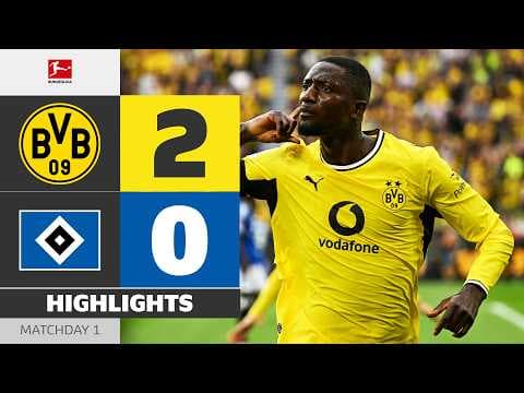 Guirassy Scores At Home! | BORUSSIA DORTMUND - HAMBURGER SV | Highlights | Matchday 1 – Bundesliga